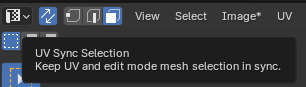 The UV Sync Selection button in the top left of the UV editor.